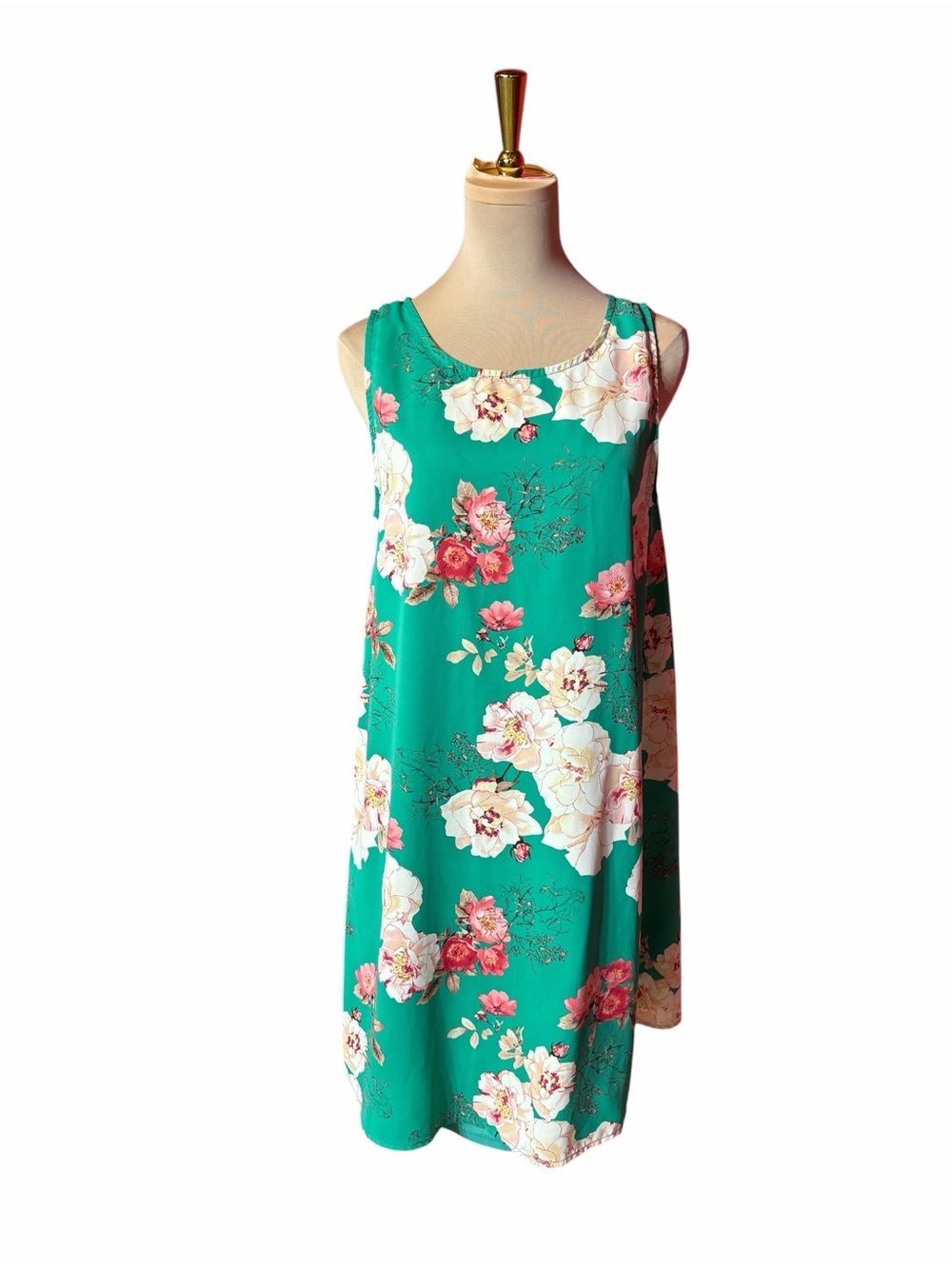 Staccato Green Floral Sleeveless Swing Dress Small